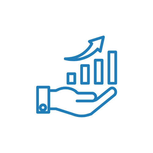 Hand presenting a bar graph icon